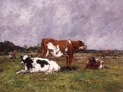 Eugene Boudin Cows in a Pasture oil painting
